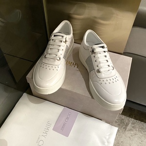 代购jimmy choo吉米周休闲鞋厚底亮片百搭系带运动板鞋女士小白鞋