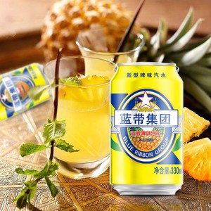 蓝带蓝贝菠萝啤味汽水饮料330ml*6瓶 夏季清凉解渴不含酒精成分