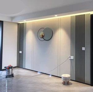 2022新款电视背景墙壁纸轻奢蓝色条纹格栅墙纸客厅沙发床头壁布画