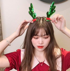 圣诞节鹿角发卡网红森系圣诞树发夹甜美少女心麋鹿边夹鸭嘴夹头饰
