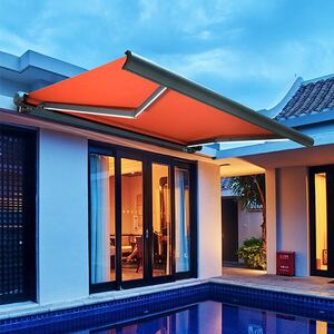 户外阳台顶棚伸缩雨棚遮阳棚电动庭院遥控折叠防晒全盒自动遮阳蓬