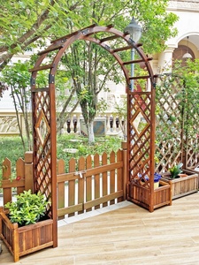 室外拱门爬藤架庭院花园白色栅栏门防腐木葡萄架阳台靠墙网格花架