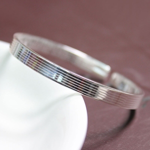 高档9999纯银七彩拉丝足银时尚手镯女饰品实心可调节个性银镯子送