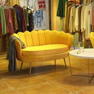 女装服装店休息区沙发网红懒人布艺沙发双人凳子休闲直排客厅现代