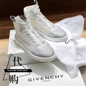 givenchy时尚纪梵希新款字母印花透明系带高帮男士运动休闲鞋