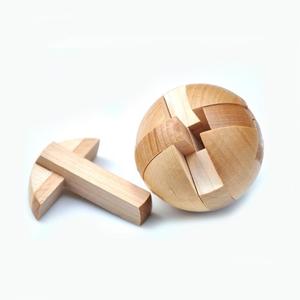 木制成人益智玩具孔明锁鲁班锁孔明球 中号圆球锁榉木 5.8×5.8cm