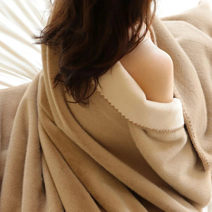 轻奢高端纯色双拼水貂绒玉兔绒毯子秋冬加绒高级休闲毯盖毯毛毯