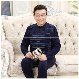 防寒70岁圆领老头男子男土睡衣60岁男装保暖内衣套装工作加绒.