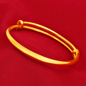 老凤祥和正品金手镯女999真金实心镯子纯金光面手镯首饰送妈妈款