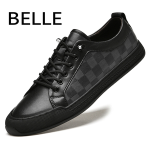 百丽男鞋欧洲站真皮低帮夏季平板鞋男士运动鞋休闲皮鞋百搭小黑鞋