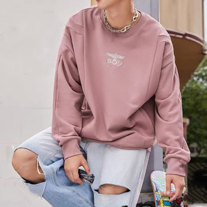 代购秋新款潮牌boy粉色卫衣哥特风老鹰字母刺绣男女圆领休闲长袖
