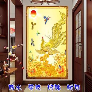 百鸟朝凤自粘海报客厅装饰画玄关婚房吉祥鸟图金凤凰壁画包邮