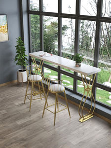 实木吧台桌家用奶茶靠墙高脚长条桌铁艺酒吧桌椅尺寸颜色可