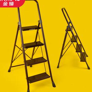 金锚家用四步梯子折叠伸缩铝合金加厚多功能便携单侧收纳室内