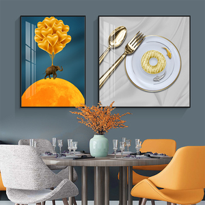 餐厅装饰画现代简约轻奢大气饭厅挂画餐桌墙壁画咖啡馆奶茶酒店画
