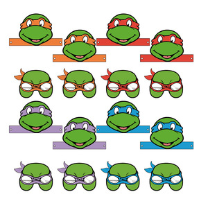 忍者神龟动漫主题派对儿童装饰用品拍照道具纸质眼镜面具生日帽子