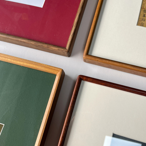 圆角榫卯檀香木画框可定制圆形实木框搭配彩色卡纸新中式国画书法
