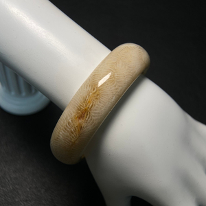 纯天然清晰立体白凤尾花珊瑚玉小圈口手镯白色玉镯子个性手环饰品