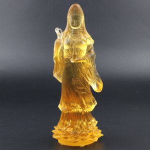 古法琉璃莲花宝瓶观音菩萨佛像佛堂装饰家居供奉寺院摆件