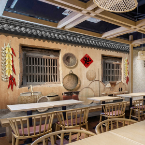 仿古农家乐饭店墙纸土菜馆收银前台装饰壁画农庄餐厅包间背景壁纸