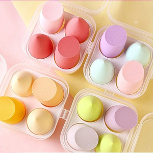 抖音热款美妆蛋化妆蛋不吃粉超软水滴斜切马卡龙彩妆蛋套装四个装