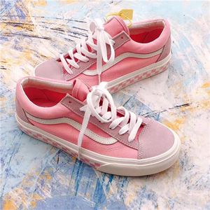 万斯范斯vans樱花粉杨幂同款帆布鞋styl36权志龙粉色翻毛皮男女鞋