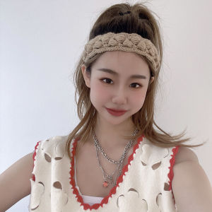 木头马尾shop韩版泡芙少女系针织弹力发带女松紧大头围可戴头带束