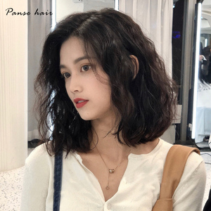假发女短发真人发丝羊毛卷全头套式短卷发气质蓬松真发自然锁骨发