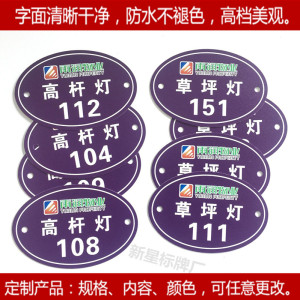 定制 草坪灯编号牌 高杆灯编号牌 灯杆号码牌 路牌号 路灯标号牌