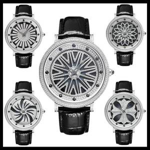 时来运转手表男满钻旋转大表盘男女表网红同款防水石英中性情侣表