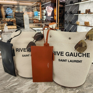 ysl/圣罗兰rivegauche亚麻帆布字母水桶托特包单肩包手提优歆代购
