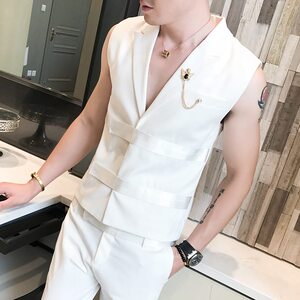 280人付款淘宝正品男士韩版马甲套装发型师马夹裤子男修身潮夜场酒吧