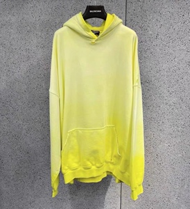 balenciaga/巴黎世家连帽卫衣男 渐变黄色破坏破洞帽衫外套女代购