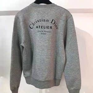 dior/迪奥卫衣男 黑色atelier字母logo刺绣太空棉毛衣外套女代购