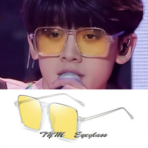 左航同款眼镜超大框黄色太阳镜街拍墨镜防蓝光眼镜架近视渐变男款