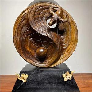 i香樟木雕太极牛工艺品家居摆件禅意根雕j领导礼品上礼级物商务