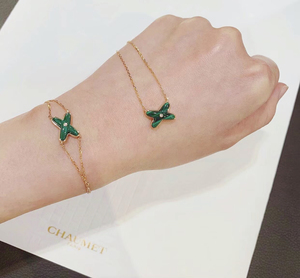 chaumet尚美巴黎 liens欢缘交叉项链18k白金镶钻颈链白贝母锁骨链