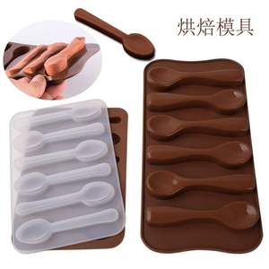 6连勺硅胶巧克力模具果冻糖果冰格调羹汤匙勺子型蛋糕烘焙模具