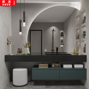 简约智能洗漱台岩板浴室柜一体盆梳妆台卫生间洗手现代卫浴组合