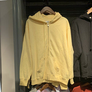 hollister小海鸥2021春秋新品bm风新疆棉纯色卫衣拉链大码宽松套