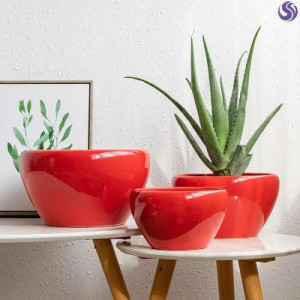花盆陶瓷红色大号大型