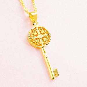 黄金吊坠项链老凤祥云黄金24k金3d钥匙时尚吊坠新款金时尚金吊坠