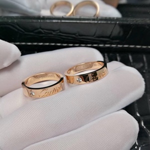 cartier卡地亚单钻字母戒指18k金窄版单钻无钻经典款情侣对戒