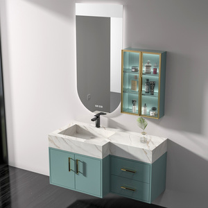 定制l异型转角浴室柜极窄洗手台岩板一体洗漱池洗脸盆吊柜不规则