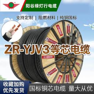 新品阳谷绿灯行国标三3芯Z-YJV3*10平方充电桩专用电缆线铜芯阻燃