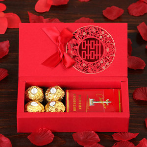 结婚喜糖盒子中式可放烟婚庆手提袋中国风婚礼糖盒创意喜糖礼盒装