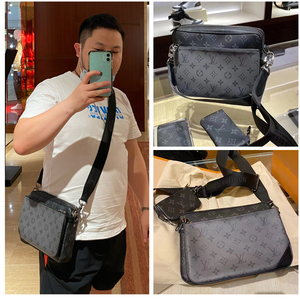 代购lv经典老花复古pochette trio三合一邮差单肩斜挎男包m69443