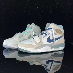 适配air jordan legacy312 米白蓝色无畏双鸳鸯蓝色扎染aj312鞋带