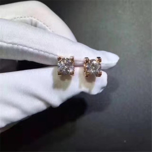 cartier/卡地亚耳钉18k玫瑰金牛头钻石带钻男女情侣通用耳环