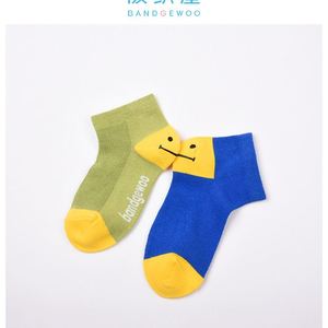 【4双】阪织屋春夏薄款儿童袜子棉质袜跟潮ins卡通笑脸低筒男童袜